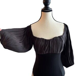 ZARA BEAUTIFUL BLACK BODYSUIT, WITH NICE SLEEVES, SZ. M